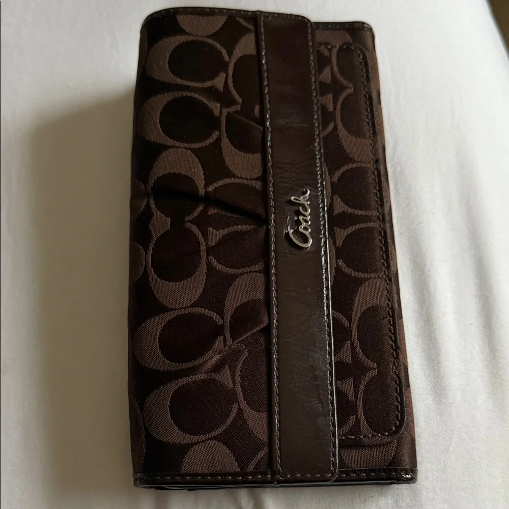 Coach Dark Brown Signature Clutch